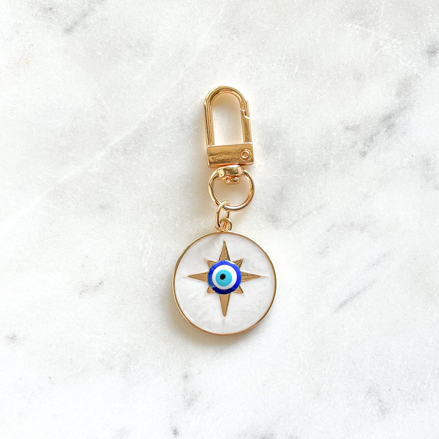 White Evil Eye Key Clip