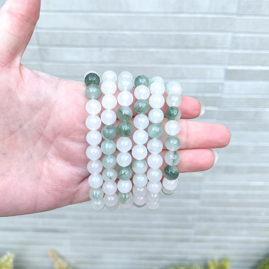 White and Green Jade Bracelet