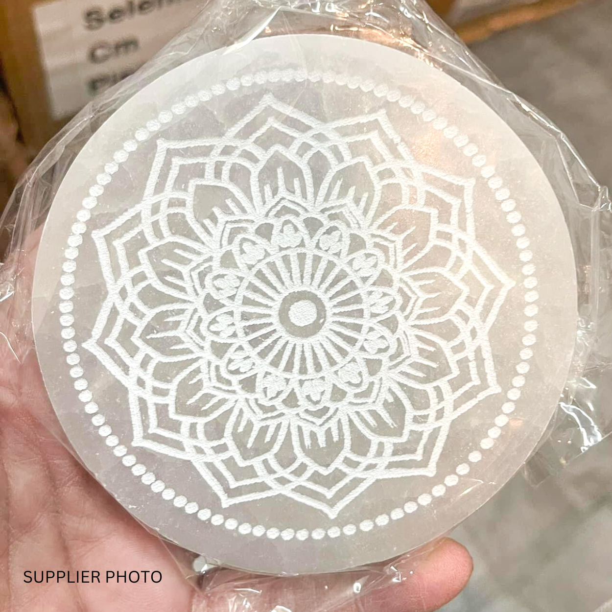 Etched Mandala Selenite Plate
