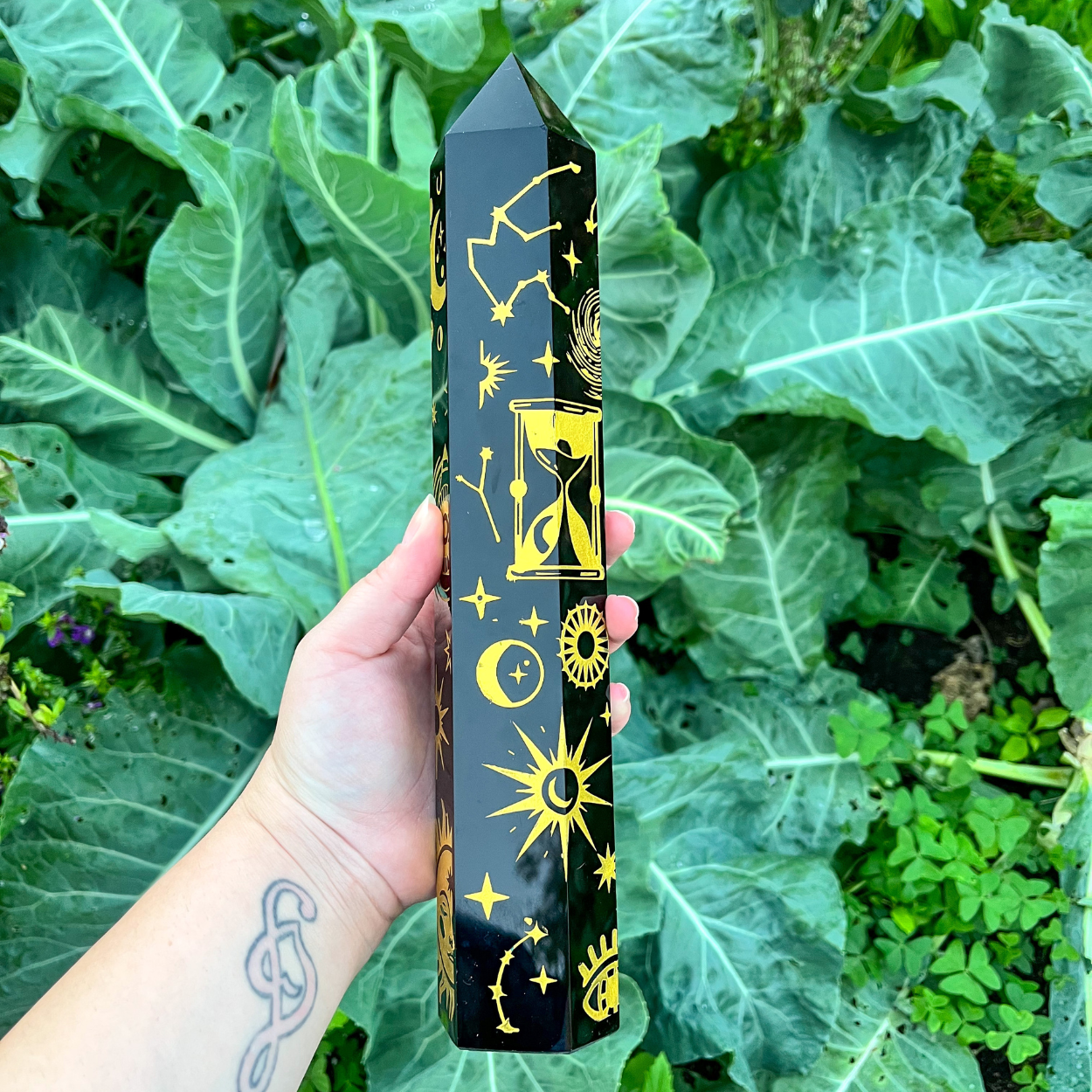 XXL Etched Obsidian Tower - Gold