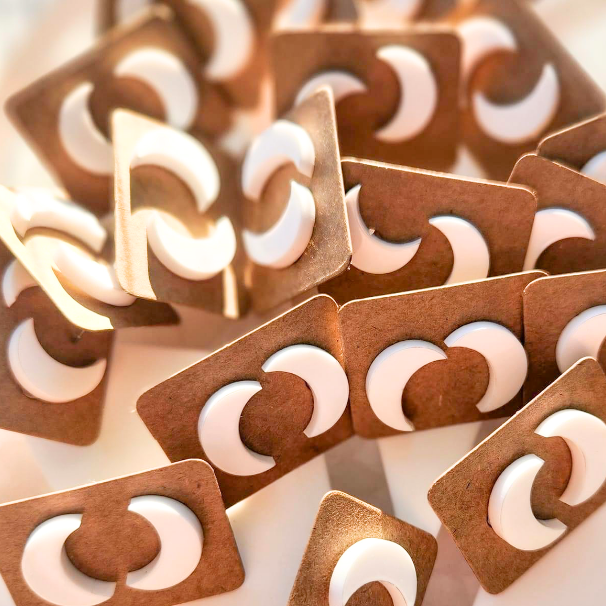 Crescent Moon Stud Earrings - White