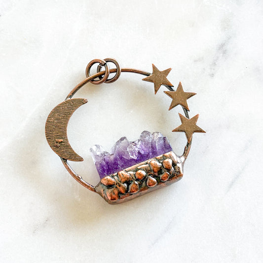 Amethyst + Copper Pendant