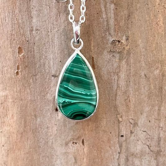 Malachite + Sterling Silver Pendant - I