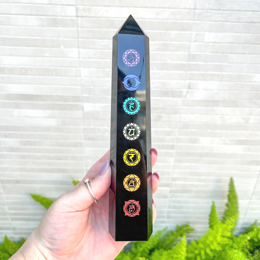 Black Obsidian Chakra Tower