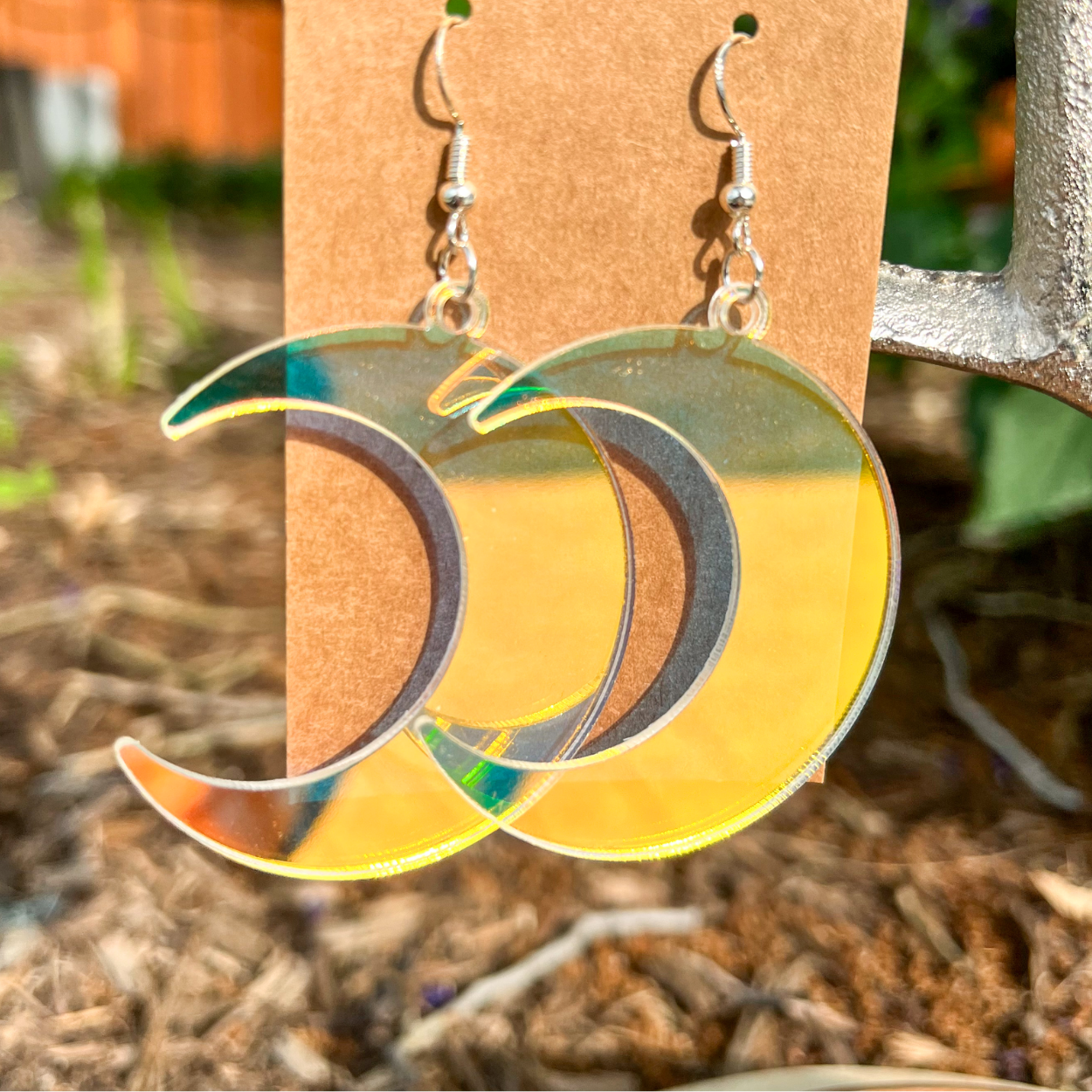 Iridescent Crescent Moon Earrings