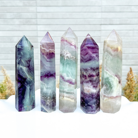 Purple Banded Pastel Fluorite Tower